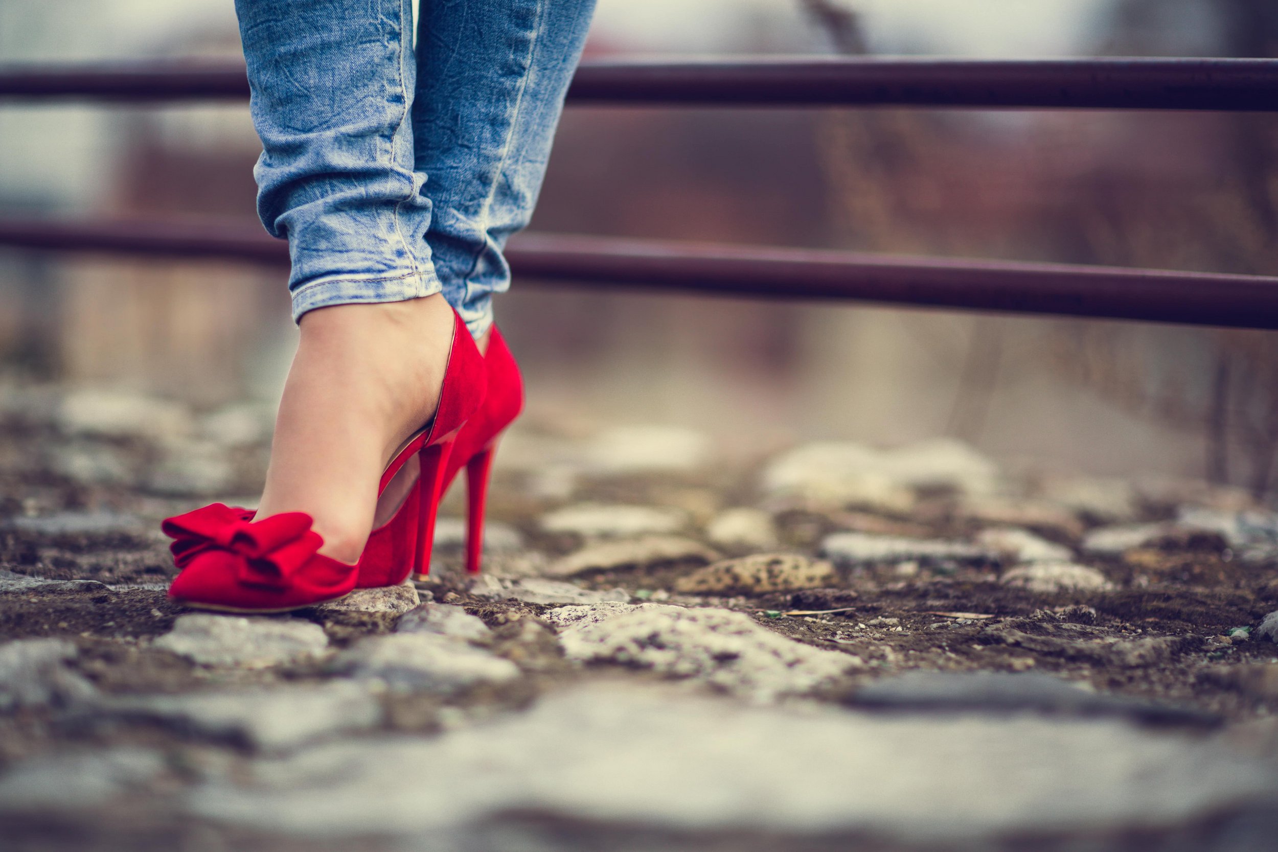 Beautiful pair of red high heels